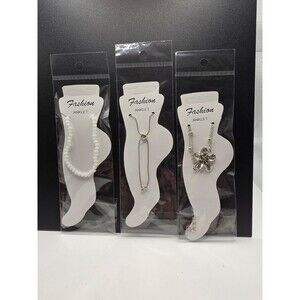 3 Lot of Gold Silver Tone Anklets Rhinestone Bow Paw Print Heart Ankle Bracelets